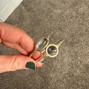 Kendra Scott Silver Bangle Bracelets Set of 2 Gemstone Jewelry